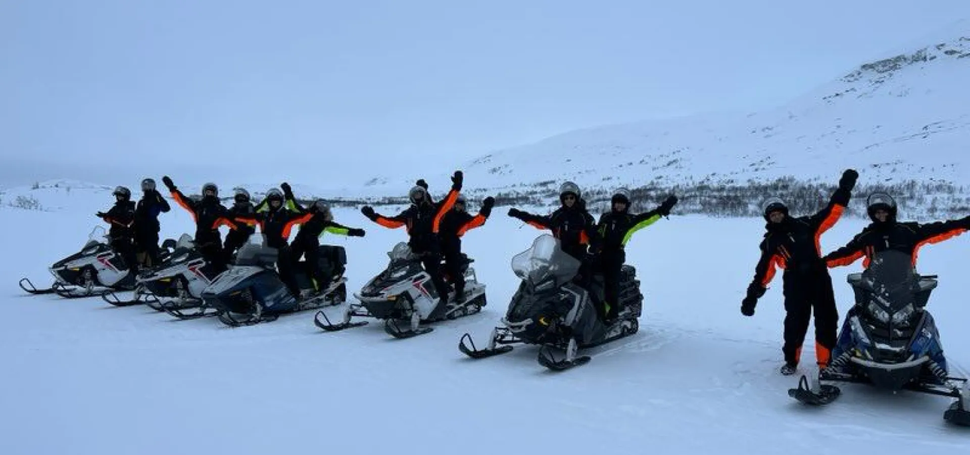 Departure TROMSØ: Snomobile excursion in beautiful Skibotn valley - lunch first