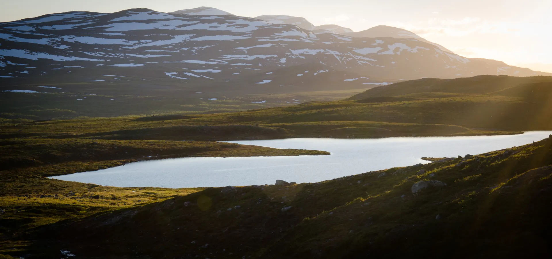 lake in the mountains, eveningsun