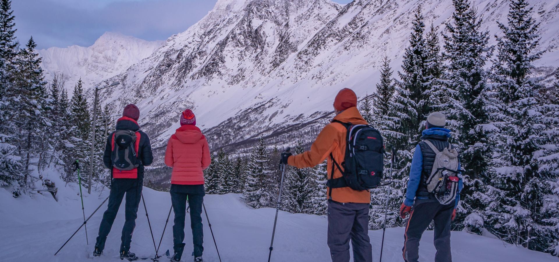 People skiing in the Lyngen Alps, Northern Norway