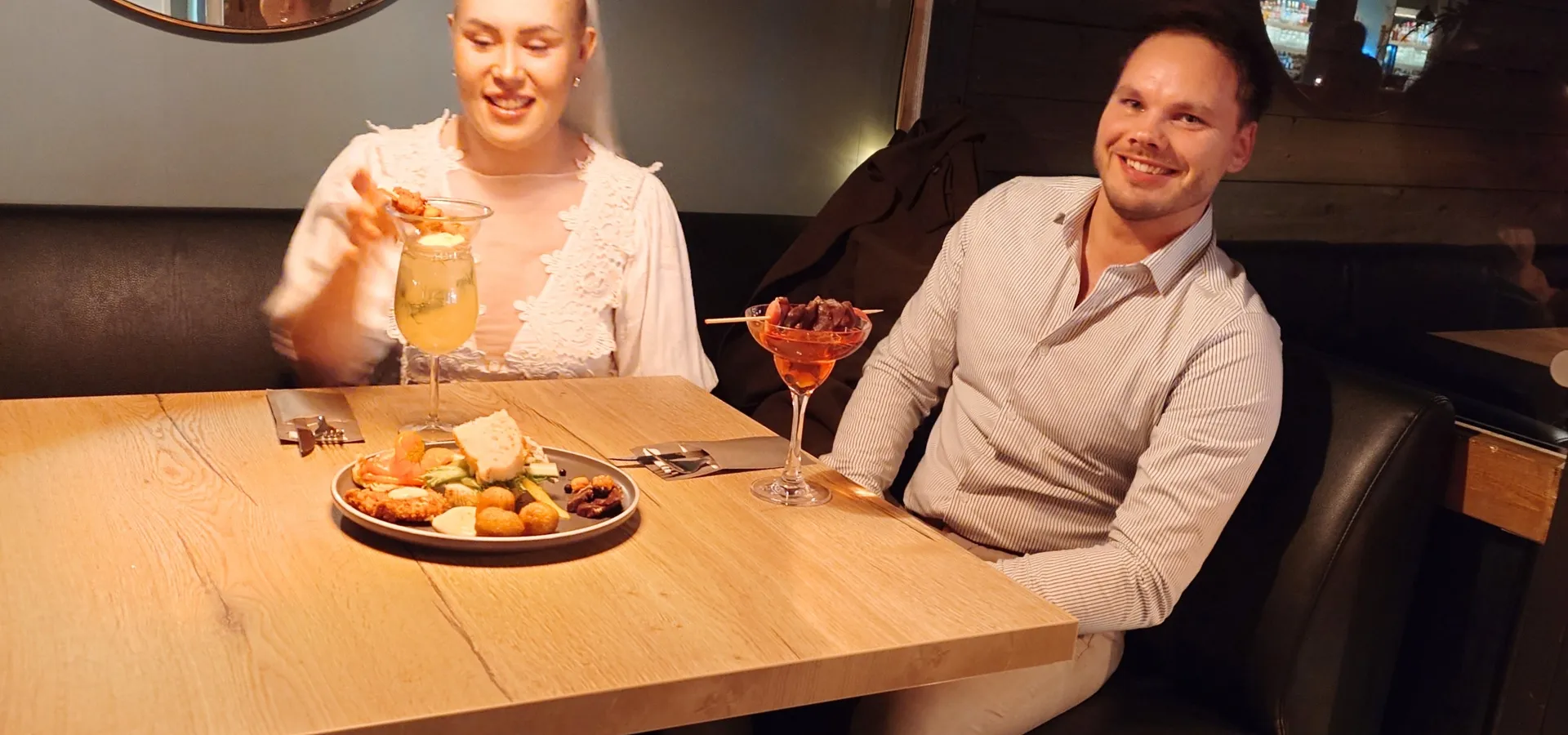 A couple dining in Gastropub, Skjervoy, Lyngenfjord region