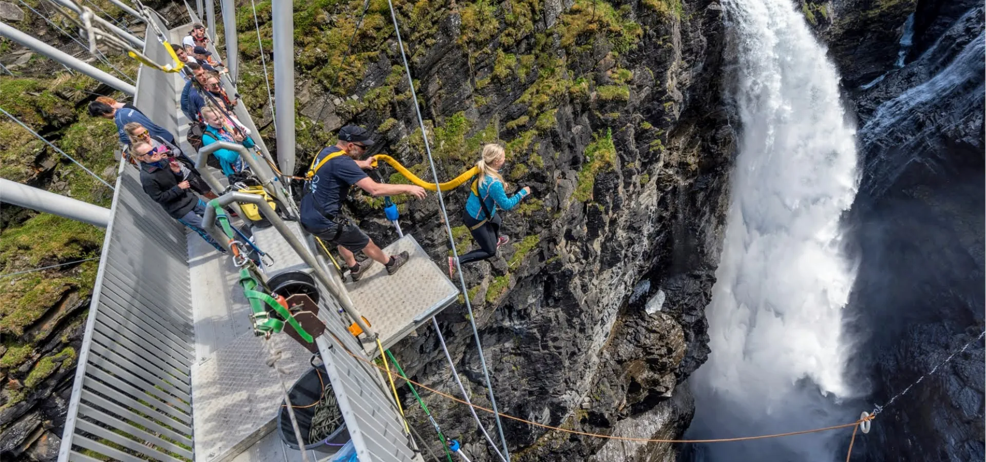 Bungee jumping at Gorsabrua Northern Norway