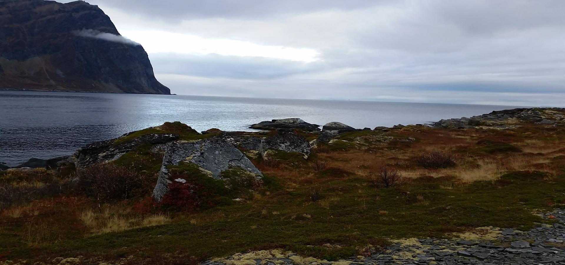 Rocks, mountain and sea at hellnesodden.