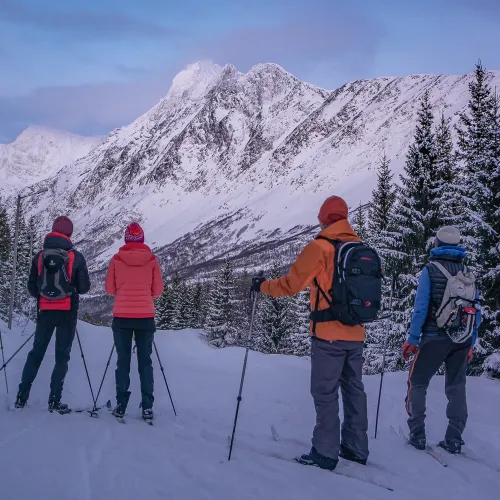 People skiing in the Lyngen Alps, Northern Norway