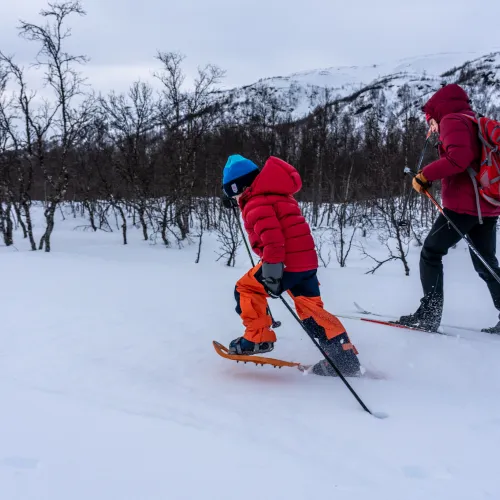 2 persons snowshoeing