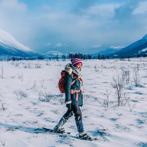 Snowshoeing in the Lyngenfjord region, close to Tromsø