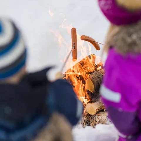 Bålkos i snøen ved Saga, Nordreisa, Nord Norge