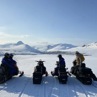 Snowmobiles in the mountains