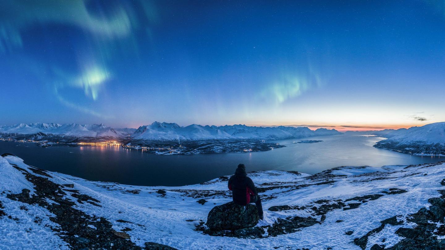 Watching the northern lights above the Lyngenfjord