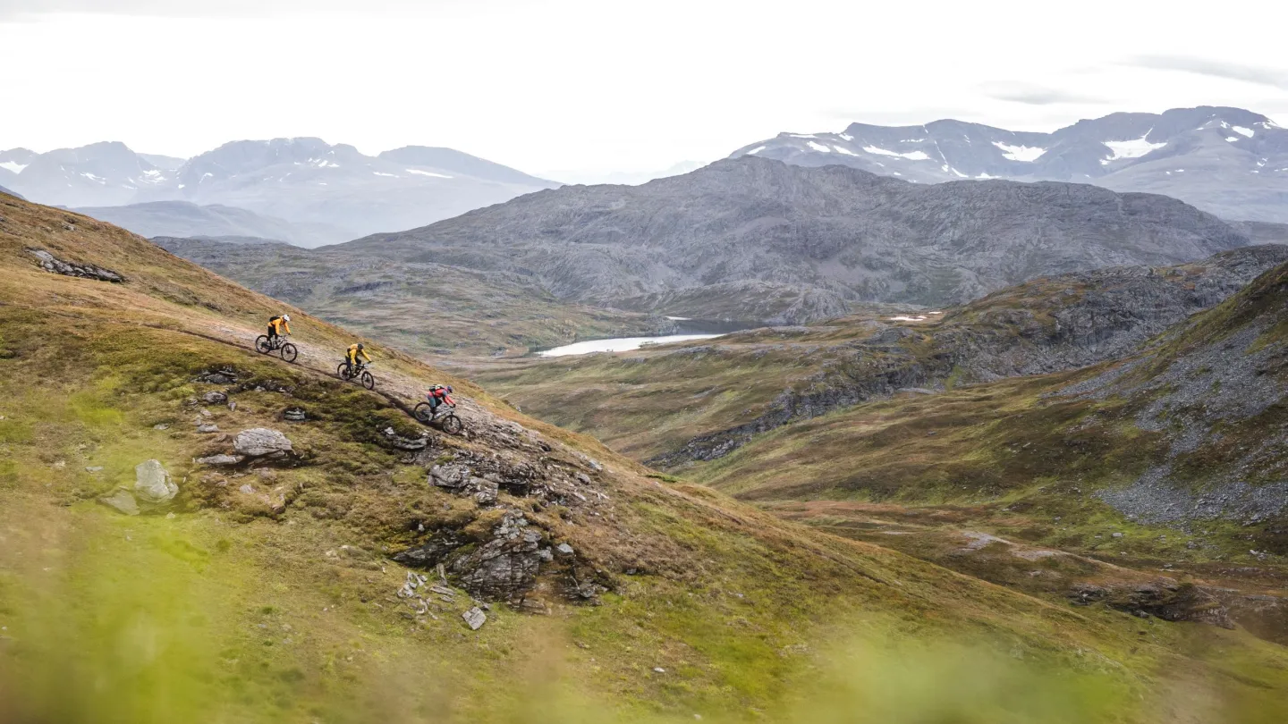 3 stisyklister i fjellet, høstfarger.