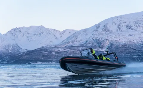 A RIB on the water